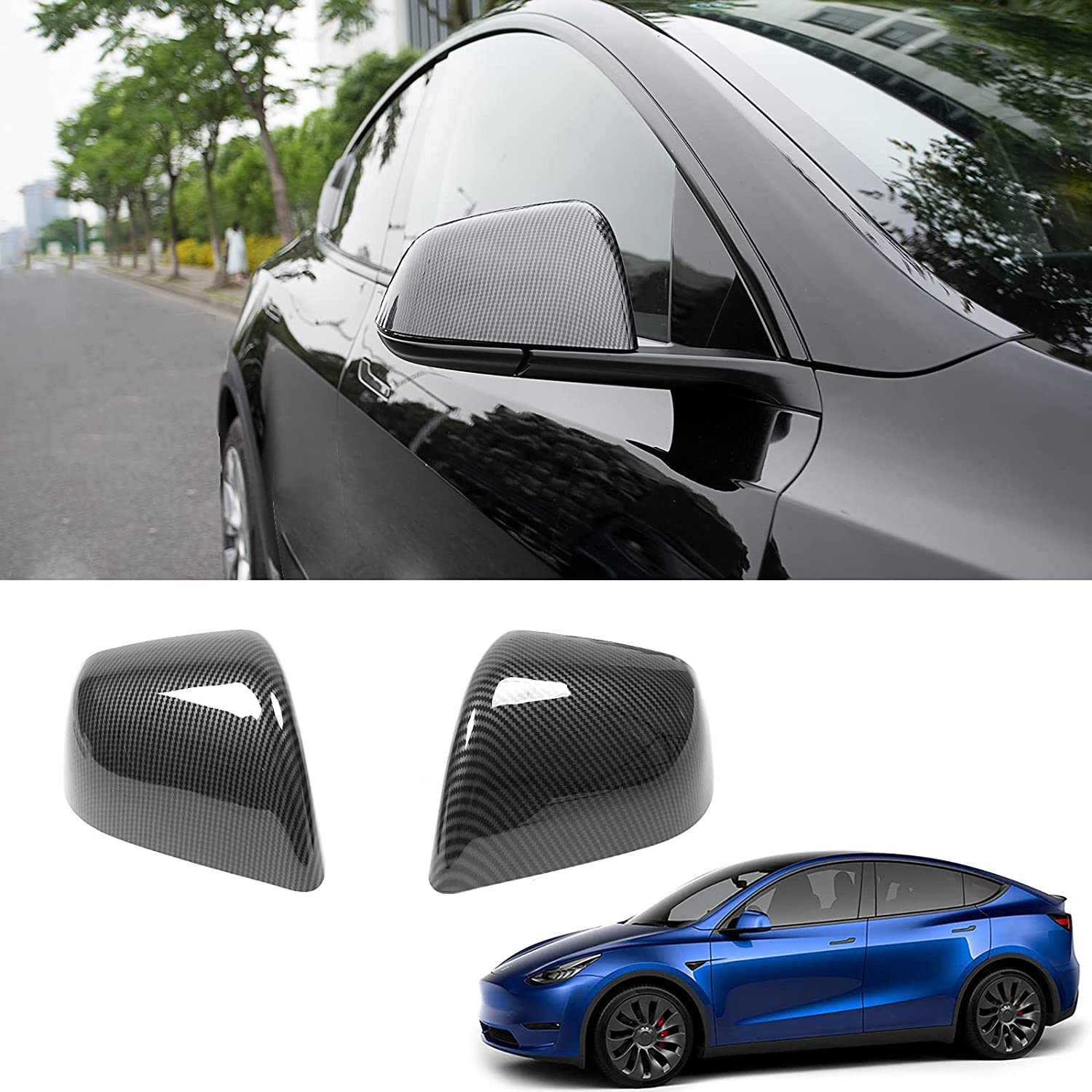 Glossy Carbon Fiber Texture mirror cover