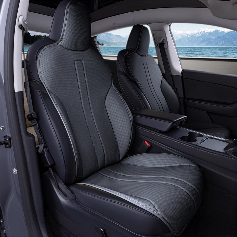 Black Nappa Leather Seat Cover for Tesla Model 3/Y