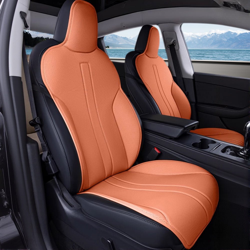 Orange Nappa Leather Seat Cover for Tesla Model 3/Y