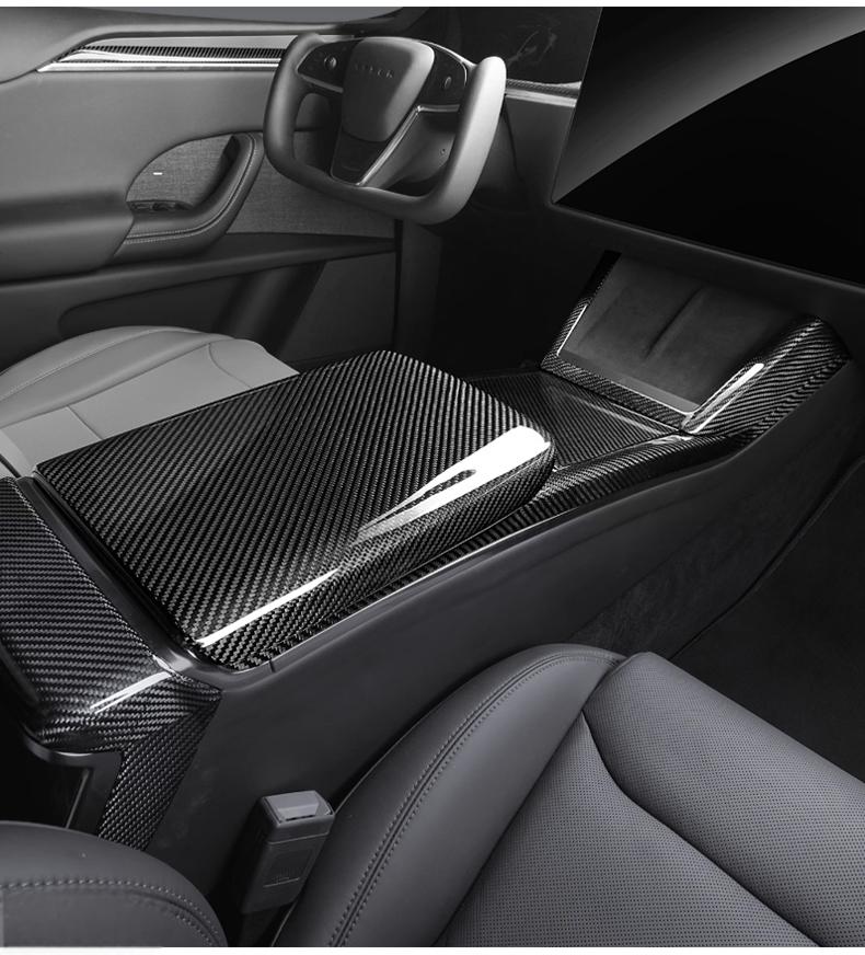 Armrest Box Dry Carbon Fiber Overlay for Model S
