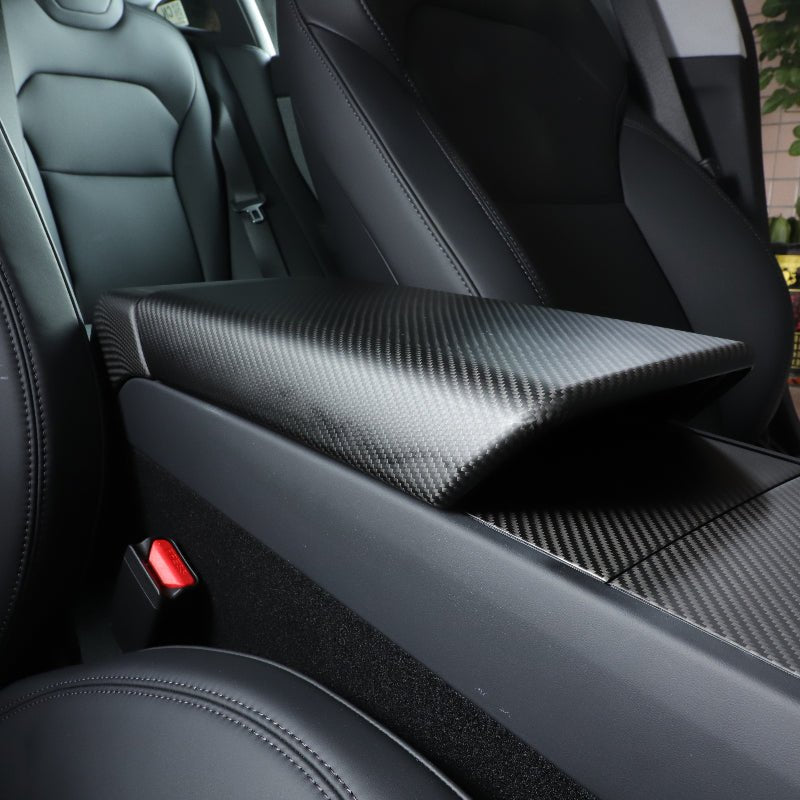 Glossy Carbon Fiber Armrest Cover For Tesla Model 3 Highland