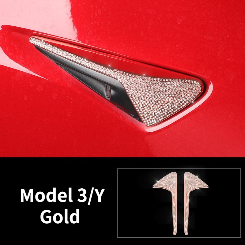 Crystal side label decoration for Tesla Model 3/Y (