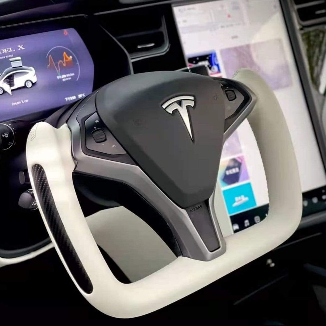 APTESL Custom Yoke Steering Wheel Replacement for Tesla Model X / S 2012-2020