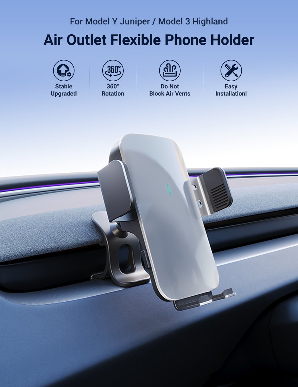 Flexible Phone Holder for Model 3 Highland