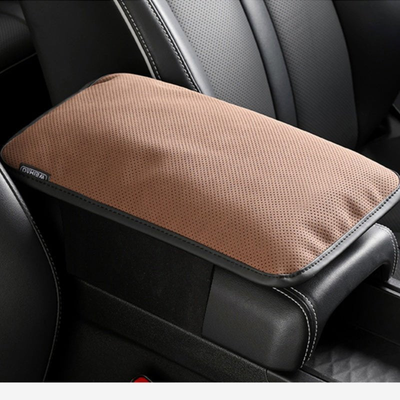 Brown Fluffy Leather Armrest Cushion for Tesla Model 3