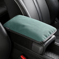 Green Fluffy Leather Armrest Cushion for Tesla Model 3