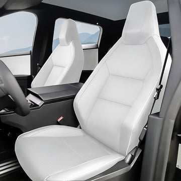 White Full Leather Seat Covers for Cybertruck