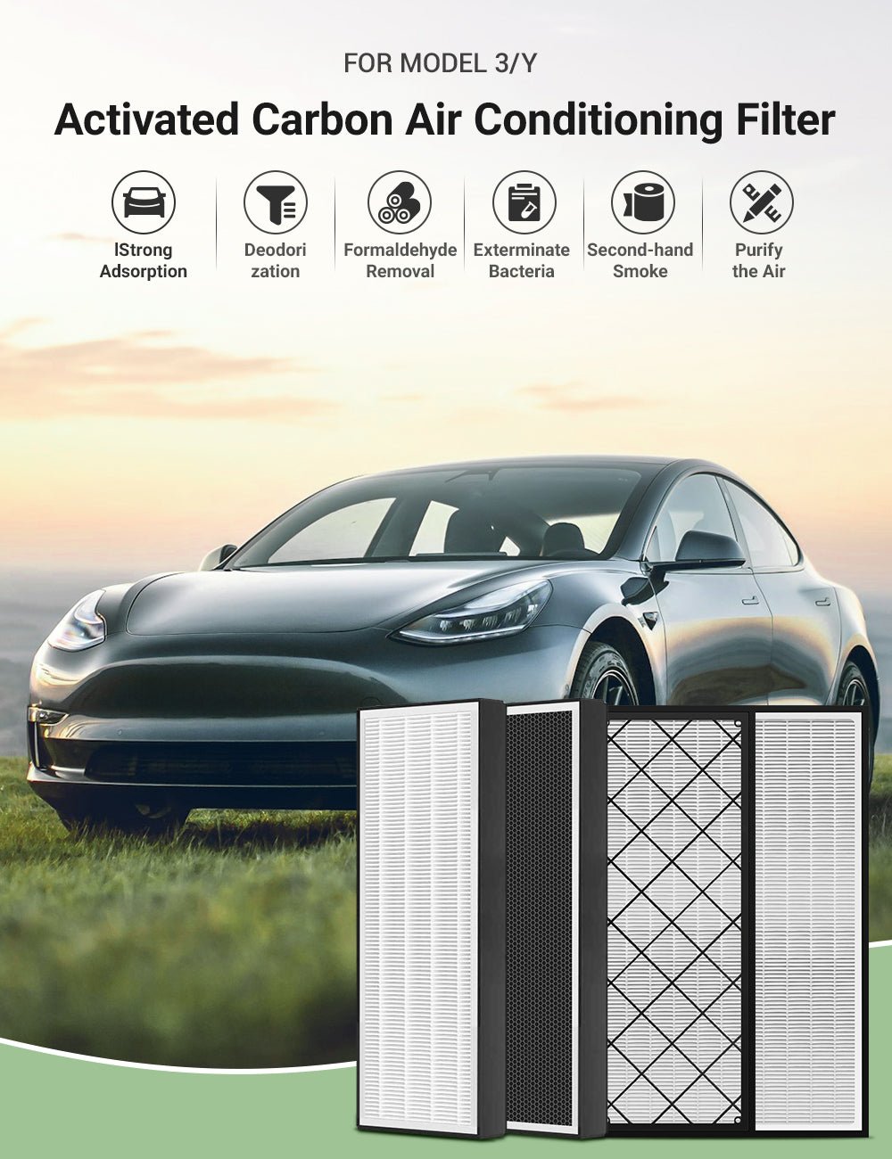 HEPA Upper Lower Air Filter for Tesla Model Y