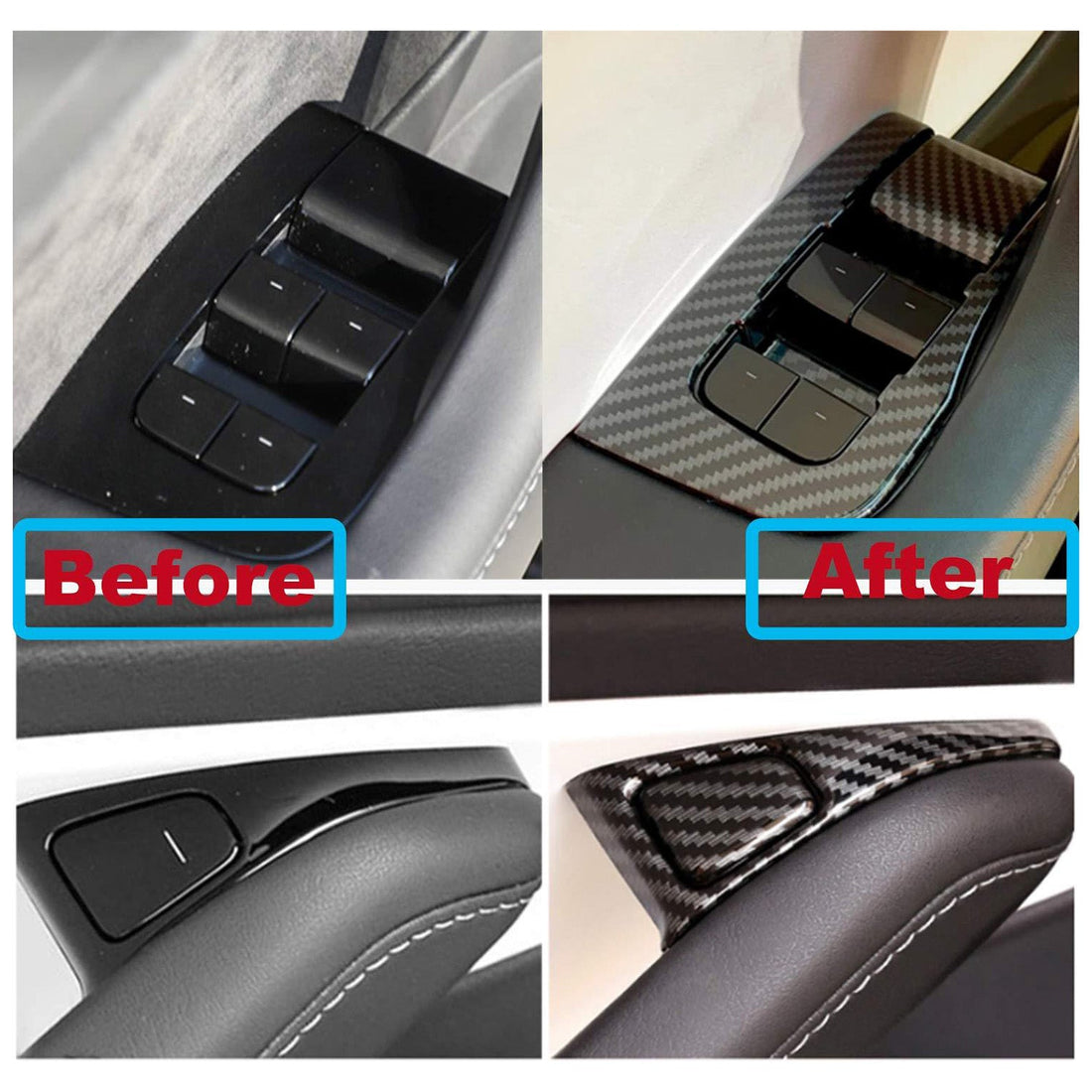Inner Window Switch ABS Cover for Left-Hand-Drive Tesla Model 3