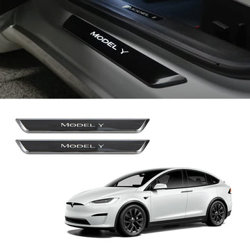 LED Illuminated Door Sill Protector Front Door for Model Y