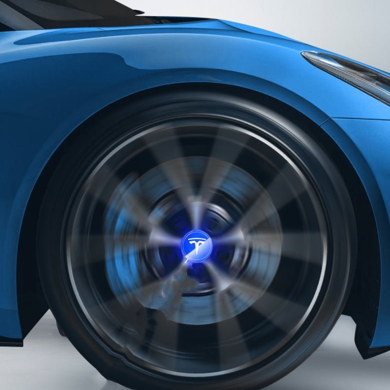 Blue LED Wheel Hub Light Caps For Tesla Model 3