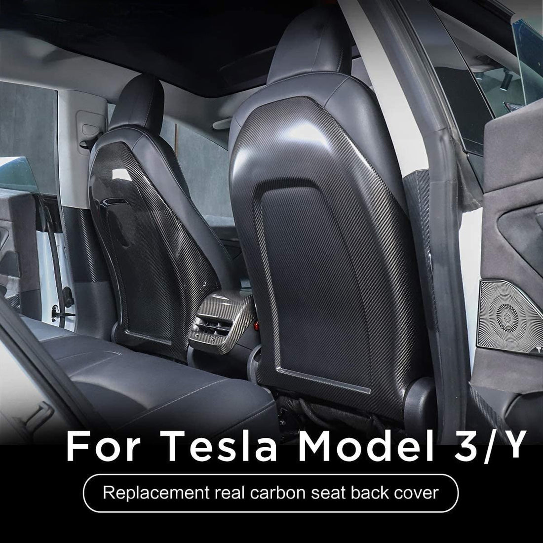 Full Back Seat Cover for Model 3 / Y - Carbon Fiber Interior Mods