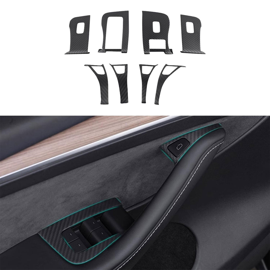 Model 3 / Y Window & Door Switch Covers - Carbon Fiber Interior Mods