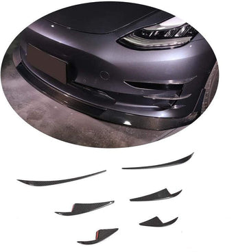 Real Carbon Fiber Front Bumper Air Knife 【6pcs Set】 suitable for Tesla Model 3 2017-2023