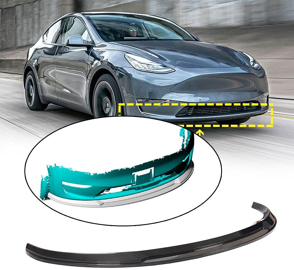 Real Carbon Fiber Front Lip Spoiler for Tesla Model Y 2020-2024 JC Style