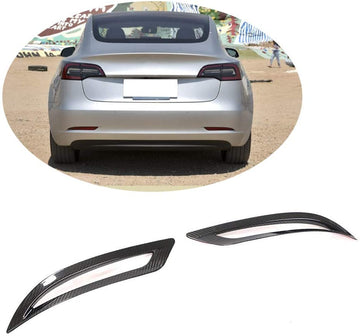 Real Carbon Fiber Rear Bumper Reflector Decorative Frame suitable for Tesla Model 3 2017-2023
