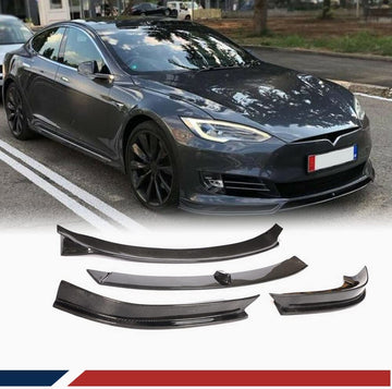 Real Carbon Fiber Three-Stage Front Lip suitable for Tesla Model S 2016-2020 【REVOZPORT Style】