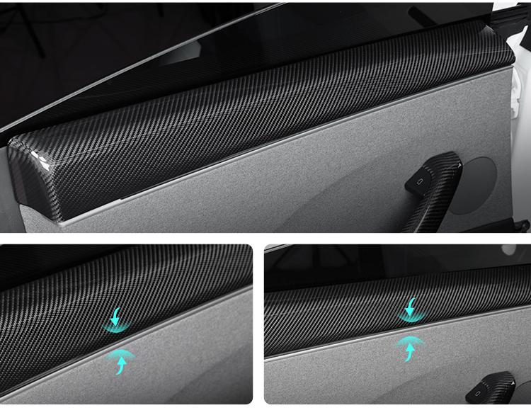 Real Dry Carbon Fiber Upper Door Trim Panel Overlay for Model 3 Highland