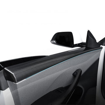 Real Dry Carbon Fiber Upper Door Trim Panel Overlay for Model 3 Highland