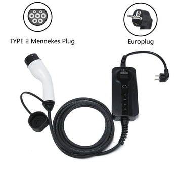 APTESL Portable Type 2 Mennekes EV Charger Europlug|32ft