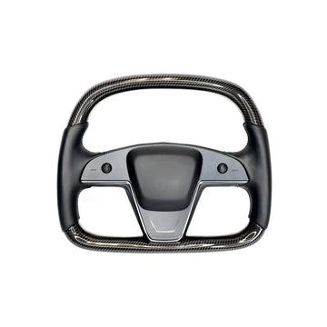 Tesla Model S Plaid Yoke D-Round Carbon Fiber Steering Wheel Mods 2021-2022