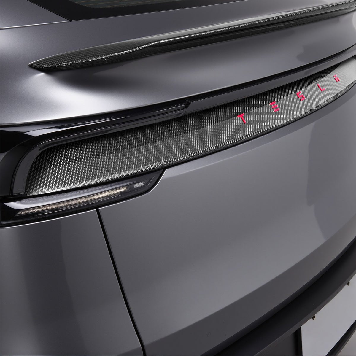 trunk tailgate applique for tesla model y juniper real dry molded carbon fiber