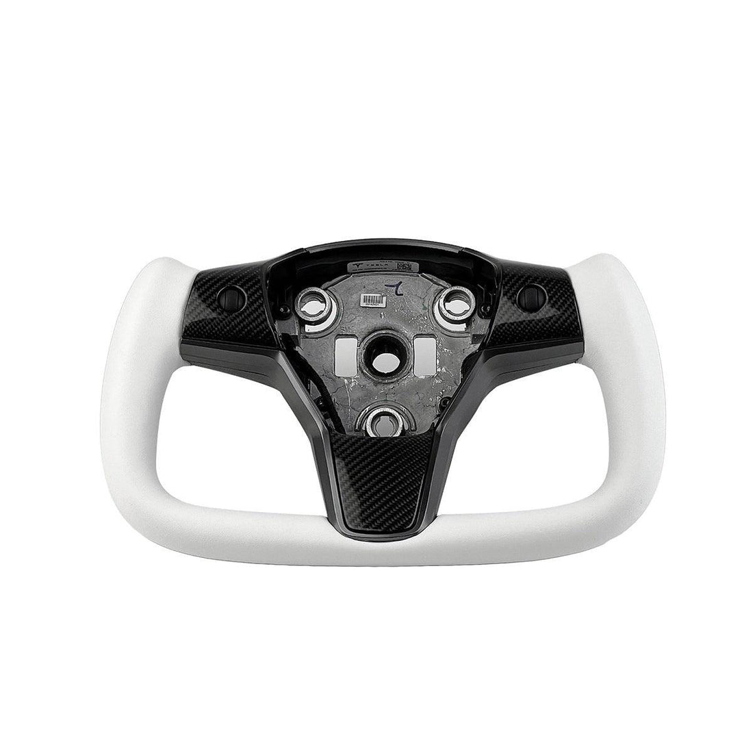 White Leather Yoke Steering Wheel for Tesla Model 3 / Y