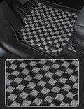Tesla Y Black and White Plaid Double Floor Mat