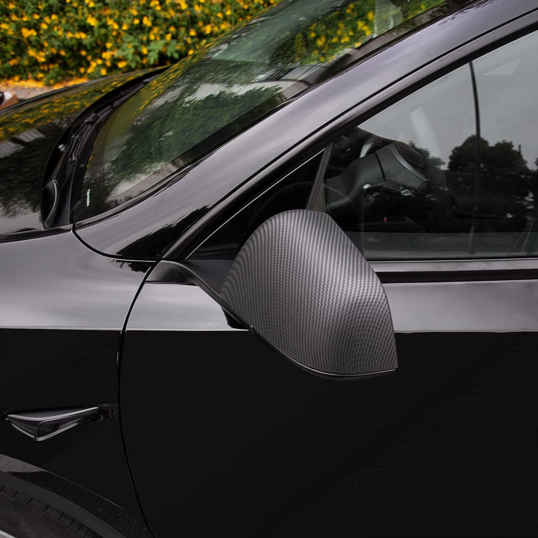 ABS Black Mirror Cover for Tesla Model 3
