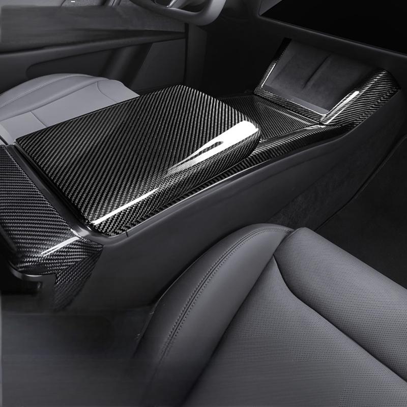 Armrest Box Dry Carbon Fiber Overlay for Model S/X 2021+