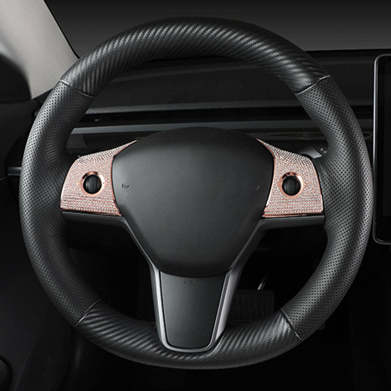 Gold Bling Steering Wheel Buttons Decorate for Tesla Model 3 Model Y