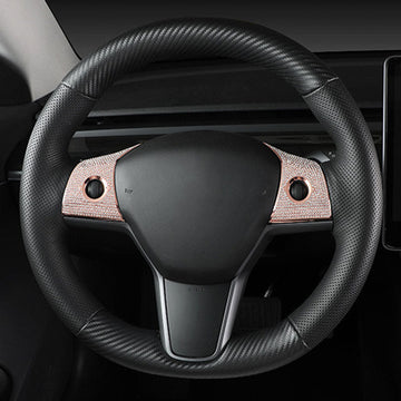 Gold Bling Steering Wheel Buttons Decorate for Tesla Model 3 Model Y