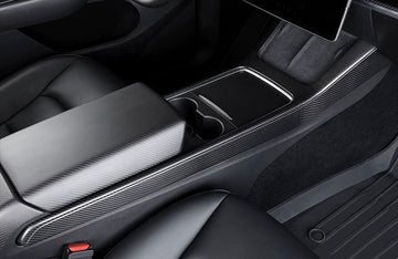 Real Dry Carbon Fiber Center Console Trim Panel for Tesla Model Y 2021-2024