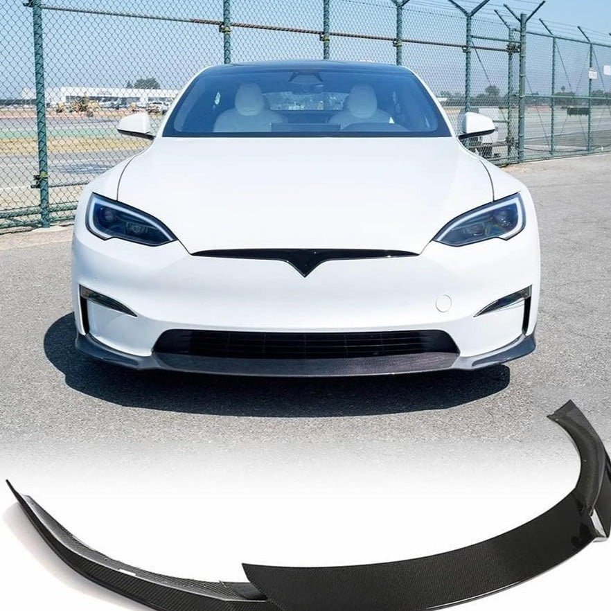 Carbon Fiber Front Lip Spoiler For Tesla Model S 2022+