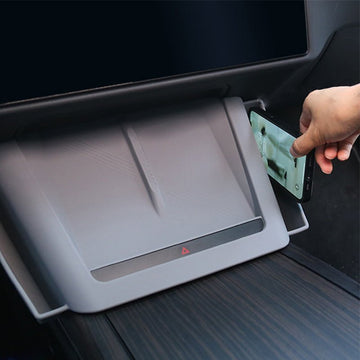 Center Console Wireless Charging Pad with Side Pockets for Tesla Model S/X