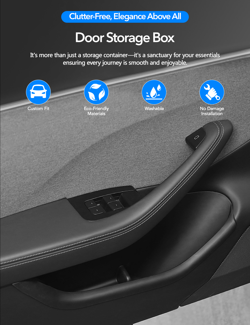 TPE Door Storage Box for Tesla Model 3 Highland