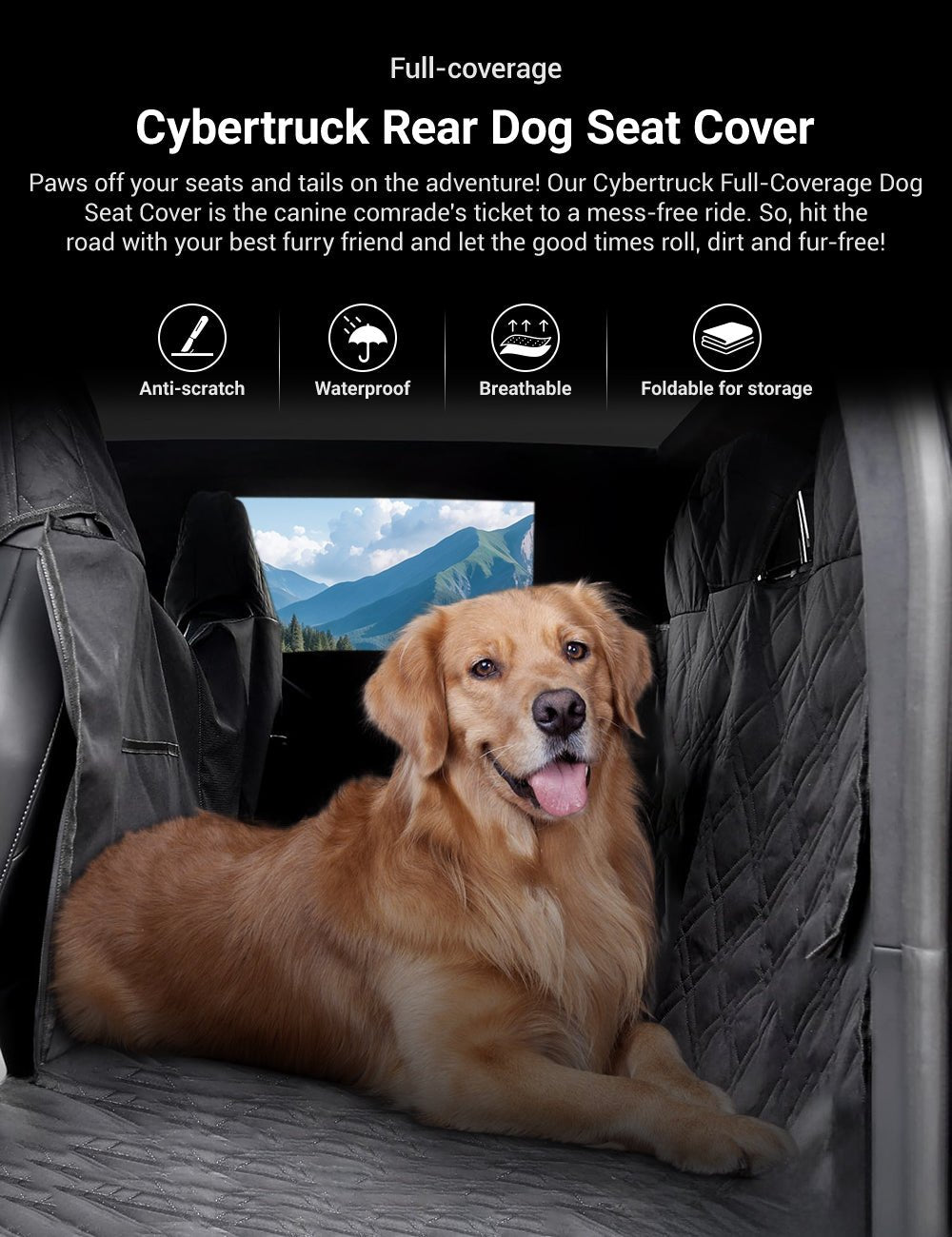 Full-Cover Rear Dog Seat Cover for Cybertruck