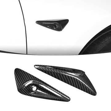 Glossy Carbon Fiber Full Side Camera Covers for Tesla Model 3