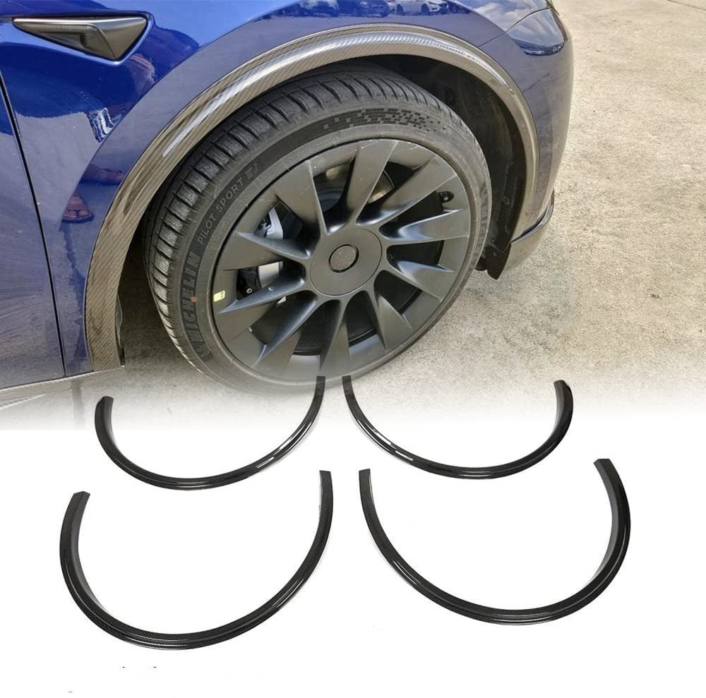 JC Dry Carbon Fiber Wheel Eyebrow Arch Trim for Tesla Model Y 2020-2024