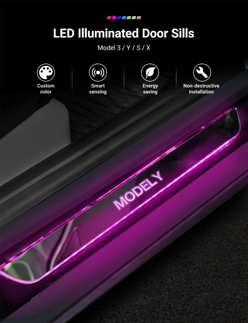 LED Colorful Lights illuminated Door Sills 