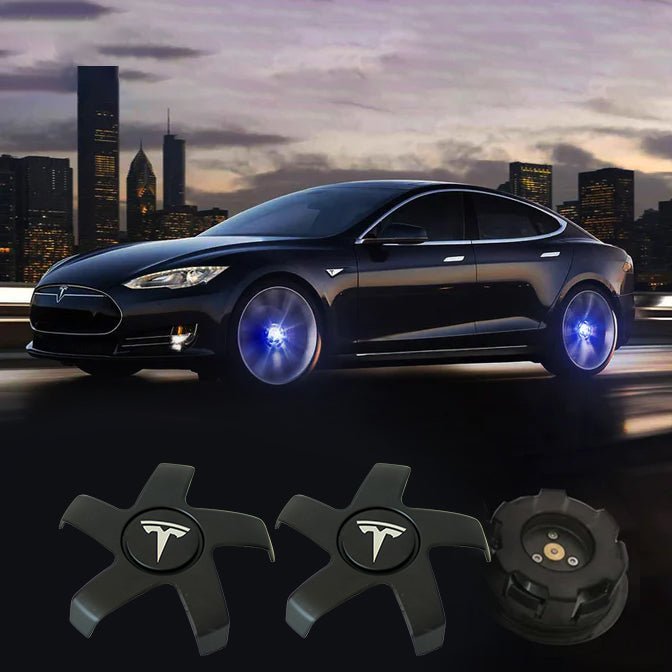 Blue LED Wheel Hub Light Caps For Tesla Model 3