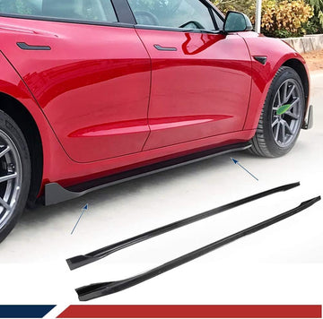 Model 3 Side Skirts V style - Real Molded Carbon Fiber
