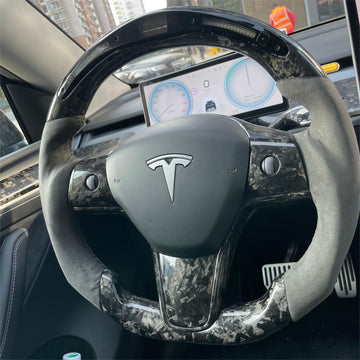Model 3 / Y LED Sport Alcantara Steering Wheel 【Style 32】