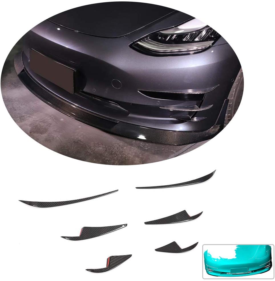 Real Carbon Fiber Front Bumper Air Knife 【6pcs Set】 suitable for Tesla Model 3 2017-2023