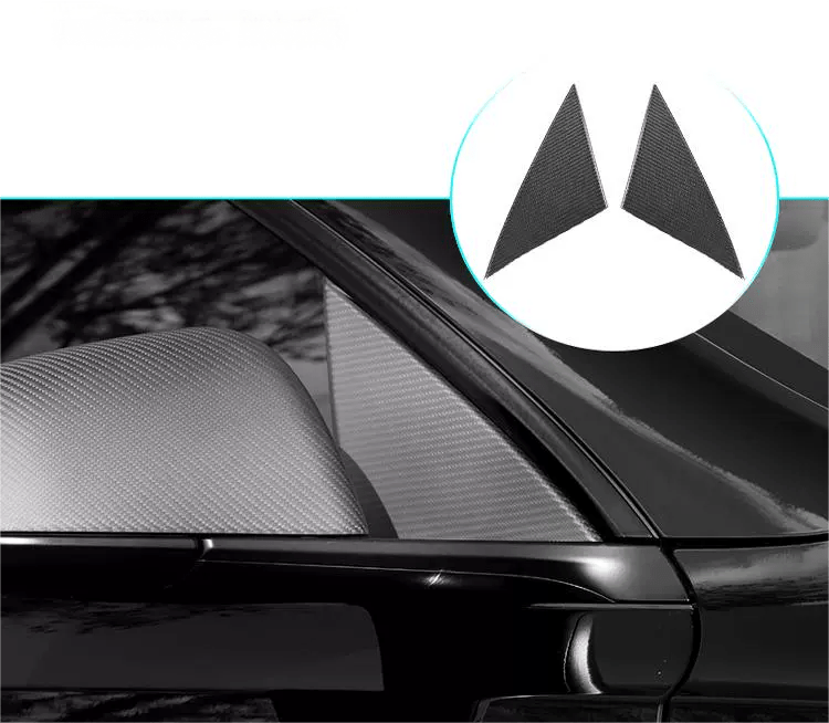 Real Dry Carbon Fiber A-Pillar Accent Overlays for Model 3/Y