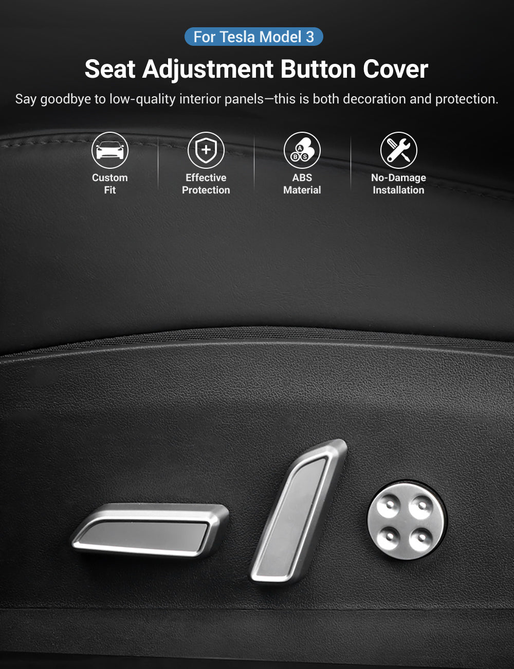 Seat Adjustment Button Cover for Tesla Model 3