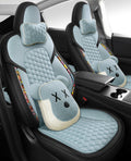 Sky Blue Cotton-Linen Seat Covers for Tesla Model 3