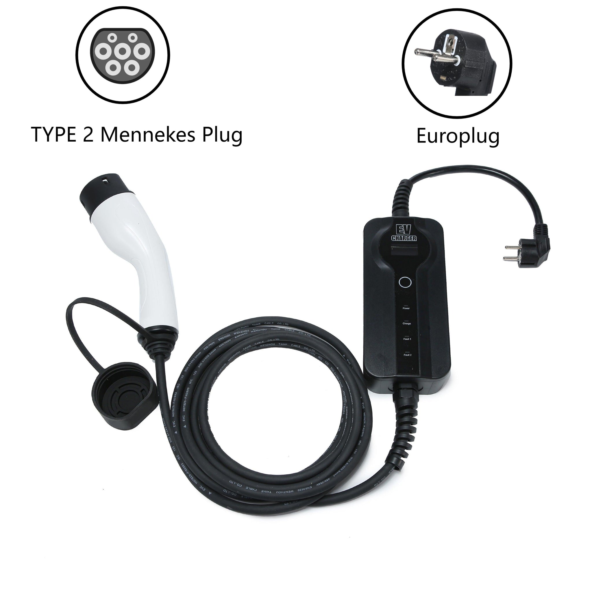 APTESL Portable Type 2 Mennekes EV Charger Europlug|32ft