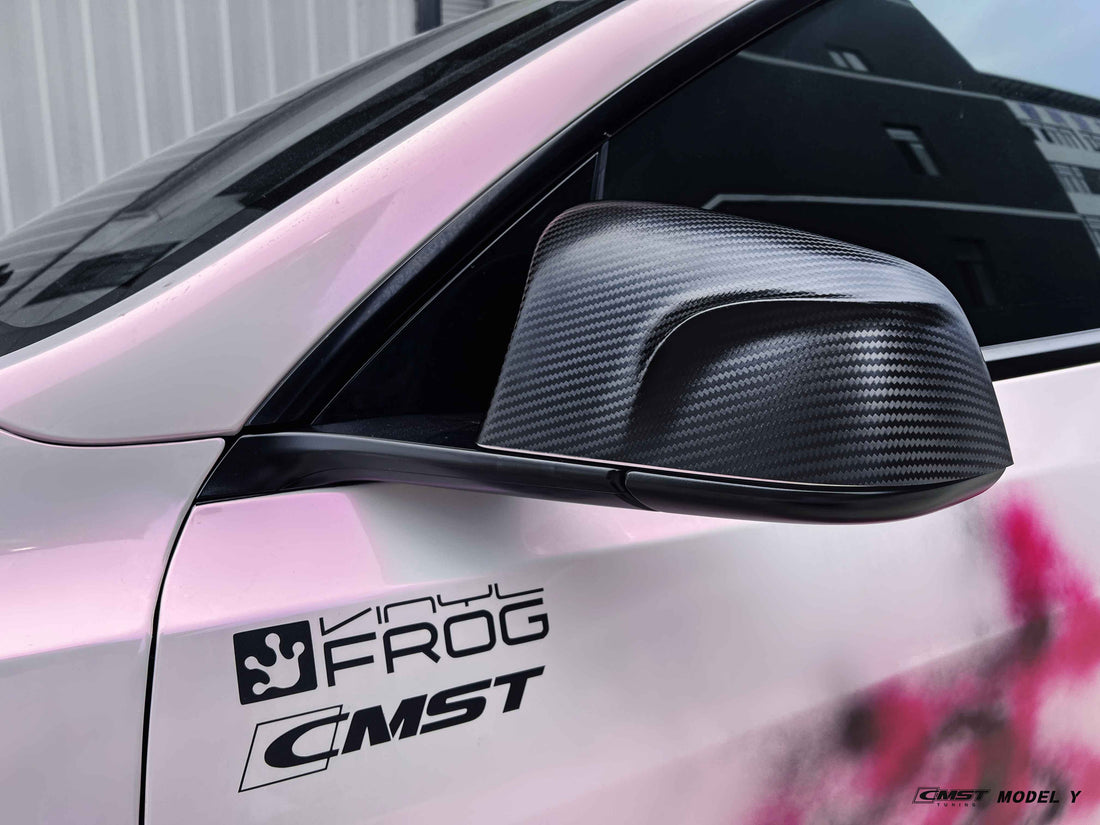 APTESL Real Carbon Fibre Mirror Covers CMST Style for Model Y 2020-2025