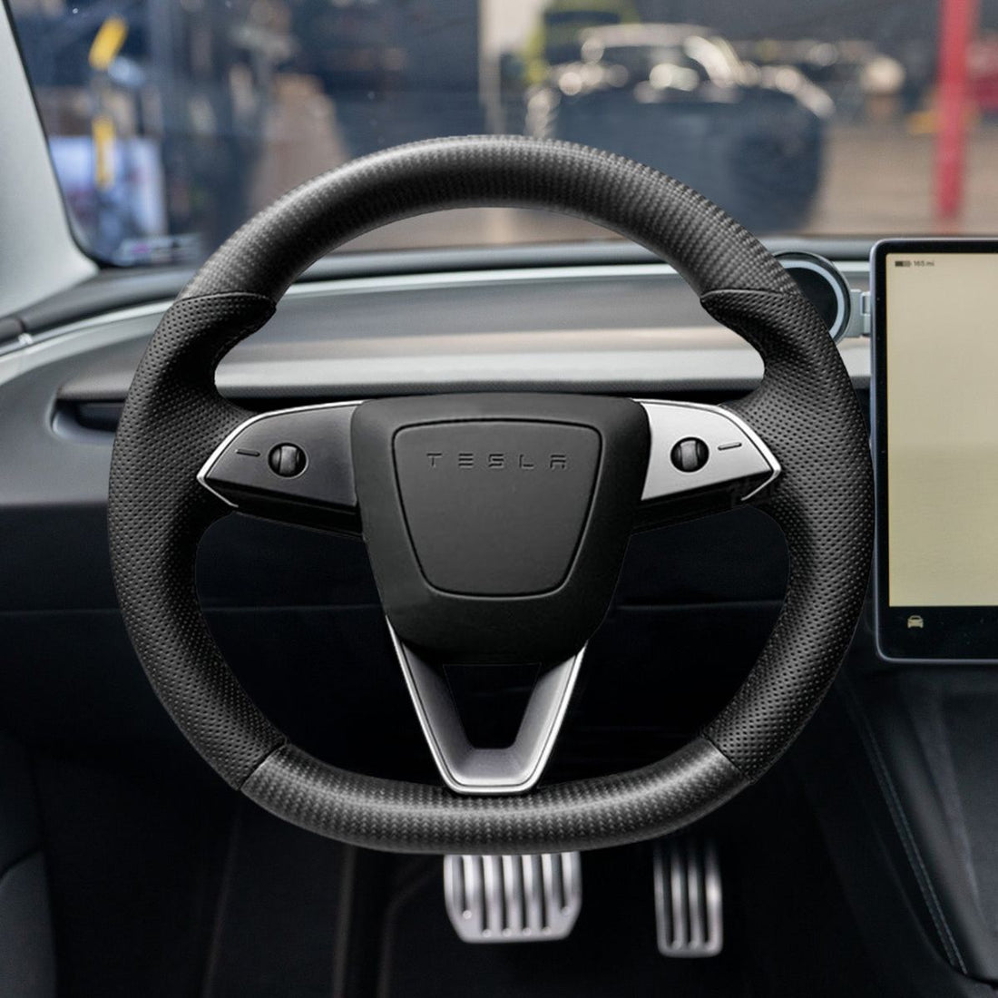 APTESL Sport Carbon Fiber Steering Wheel Replacement for Model 3 Highland & Model Y Juniper